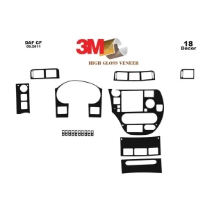 Daf CF 01.2011 3D Interior Dashboard Trim Kit Dash Trim Dekor 18-Parts 2