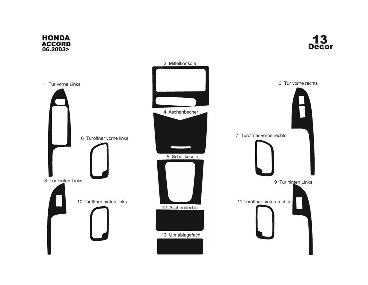 Honda Accord 01.2003 3D Interior Dashboard Trim Kit Dash Trim Dekor 13-Parts - 1 - Interior Dash Trim Kit