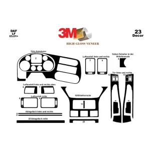 Daf LF 03.2001 3D Interior Dashboard Trim Kit Dash Trim Dekor 23-Parts 2