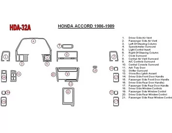 Honda Accord 1986-1989 Full Set Interior BD Dash Trim Kit - 2 - Interior Dash Trim Kit