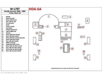 Honda Accord 1990-1993 4 Doors, Basic Set, 22 Parts set Interior BD Dash Trim Kit - 1 - Interior Dash Trim Kit