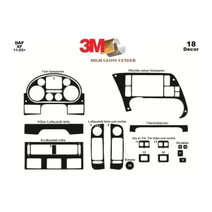Daf XF 11.02-12.05 3D Interior Dashboard Trim Kit Dash Trim Dekor 18-Parts 2