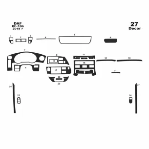 Daf XF106/116 2013-2021 3D Interior Dashboard Trim Kit Dash Trim Dekor 23 Parts  2