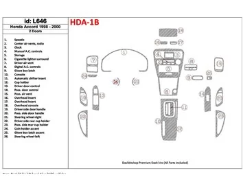 Honda Accord 1998-2000 2 Doors Full Set, 26 Parts set, Interior BD Dash Trim Kit - 1 - Interior Dash Trim Kit