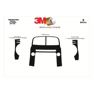 Daihatsu Sirion 01.2005 3D Interior Dashboard Trim Kit Dash Trim Dekor 3-Parts 2