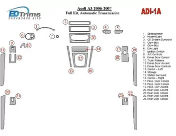 Audi A4 2000-2001 Full Set, Automatic Gearbox Interior BD Dash Trim Kit - 1 - Interior Dash Trim Kit