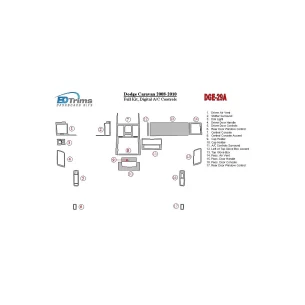 Dodge Caravan 2008-UP Full Set, Automatic AC Controls Interior BD Dash Trim Kit 2