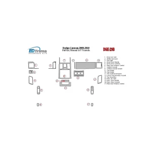 Dodge Caravan 2008-UP Full Set, Manual Gearbox AC Controls Interior BD Dash Trim Kit 2
