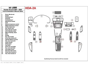 Honda Accord 2001-2002 2 Doors, Full Set, 27 Parts set Interior BD Dash Trim Kit - 1 - Interior Dash Trim Kit