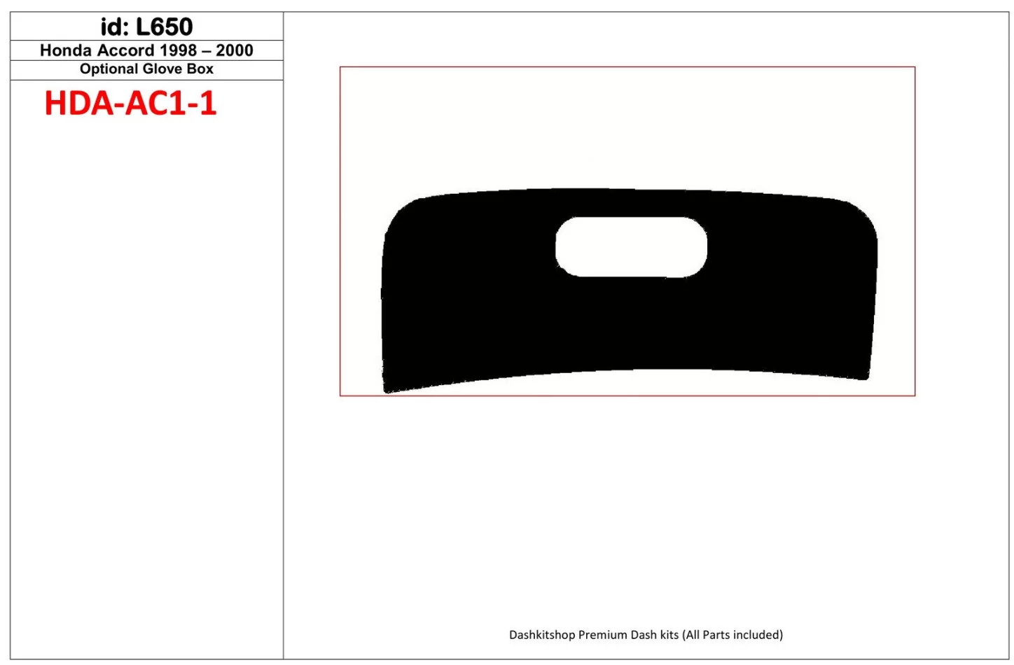 Honda Accord 2001-2002 glowe-box, 1 Parts set Interior BD Dash Trim Kit - 1 - Interior Dash Trim Kit