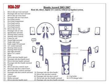 Honda Accord 2003-2007 Basic Set, Automatic A/C control, Without NAVI system, 4 Doors Interior BD Dash Trim Kit - 1 - Interior D