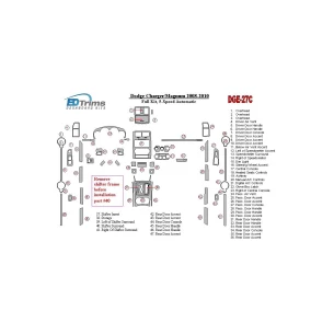 Dodge Charger 2008-UP Full Set, 5 - Gears Automatic Gearbox Interior BD Dash Trim Kit 2