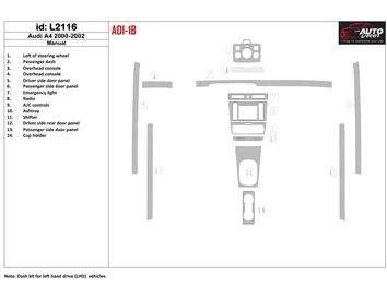 Audi A4 2000-2001 Full Set, Manual.G Interior BD Dash Trim Kit - 1 - Interior Dash Trim Kit