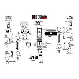 Dodge Nitro 2007-2012 3D Interior Dashboard Trim Kit Dash Trim Dekor 74-Parts 2