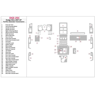 Dodge Nitro 2007-UP Full Set, Automatic Gear Interior BD Dash Trim Kit 2