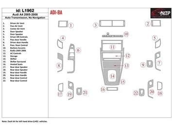 Audi A4 2005-2008 Automatic Gearbox Interior BD Dash Trim Kit - 1 - Interior Dash Trim Kit