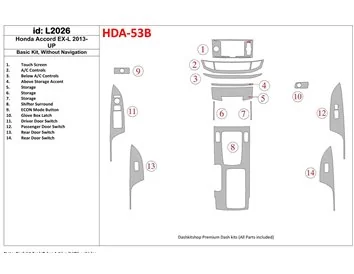 Honda Accord 2013-UP Basic Set, Without NAVI Interior BD Dash Trim Kit - 1 - Interior Dash Trim Kit