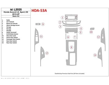 Honda Accord 2013-UP Basic Set Interior BD Dash Trim Kit - 1 - Interior Dash Trim Kit