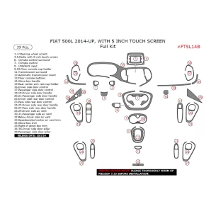 Fiat 500L 2012–2018 3D Interior Dashboard Trim Kit Dash Trim Dekor 39-Parts 2