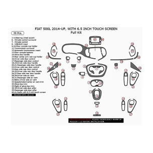 Fiat 500L 2012–2018 3D Interior Dashboard Trim Kit Dash Trim Dekor 39-Parts