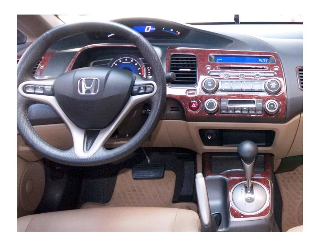 Honda Civic 06.06-12.11 3D Interior Dashboard Trim Kit Dash Trim Dekor 16-Parts - 1 - Interior Dash Trim Kit