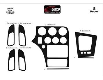 Alfa Romeo 159 09.2005 3D Interior Dashboard Trim Kit Dash Trim Dekor 8-Parts - 5 - Interior Dash Trim Kit