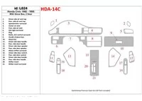 Honda Civic 1992-1995 4 Doors, With glowe-box Interior BD Dash Trim Kit - 1 - Interior Dash Trim Kit Honda Civic 1992-1995 4 Doors, With glowe-box Interior BD Dash Trim Kit - 1 - Interior Dash Trim Kit