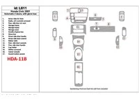 Honda Civic 2001-2001 Automatic Gearbox, 2 Doors, with glowe-box, 17 Parts set Interior BD Dash Trim Kit - 1 - Interior Dash Tri