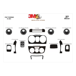 Fiat Fiorino 01.2008 3D Interior Dashboard Trim Kit Dash Trim Dekor 27-Parts 2