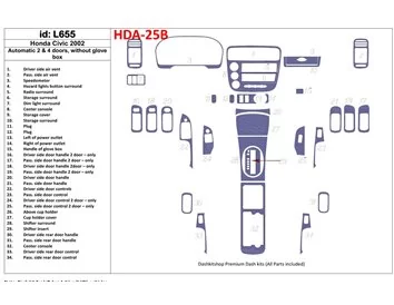 Honda Civic 2002-2002 Automatic Gearbox, 2 or 4 Doors, Without glowe-box, 34 Parts set Interior BD Dash Trim Kit - 1 - Interior 