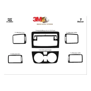 Fiat Idea 01.2004 3D Interior Dashboard Trim Kit Dash Trim Dekor 7-Parts 2