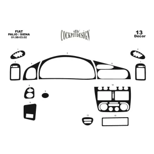 Fiat Palio-Siena 01.98-03.02 3D Interior Dashboard Trim Kit Dash Trim Dekor 13-Parts 2