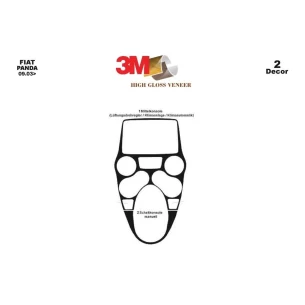 Fiat Panda 09.2003 3D Interior Dashboard Trim Kit Dash Trim Dekor 2-Parts 2