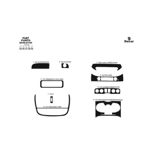 Fiat Punto 09.99-07.05 3D Interior Dashboard Trim Kit Dash Trim Dekor 9-Parts 2