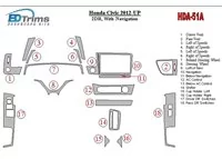Honda Civic 2012-UP With NAVI Interior BD Dash Trim Kit - 2 - Interior Dash Trim Kit Honda Civic 2012-UP With NAVI Interior BD Dash Trim Kit - 2 - Interior Dash Trim Kit