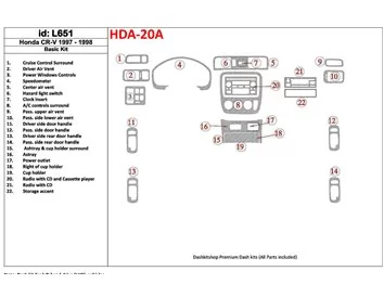 Honda CR-V 1997-1998 Basic Set, 22 Pieces, Interior BD Dash Trim Kit - 1 - Interior Dash Trim Kit