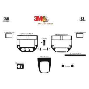 Ford C Max 01.04-09.10 3D Interior Dashboard Trim Kit Dash Trim Dekor 12-Parts 2