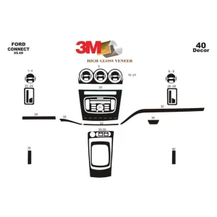 Ford Connect 05.09-01.14 3D Interior Dashboard Trim Kit Dash Trim Dekor 41-Parts 2