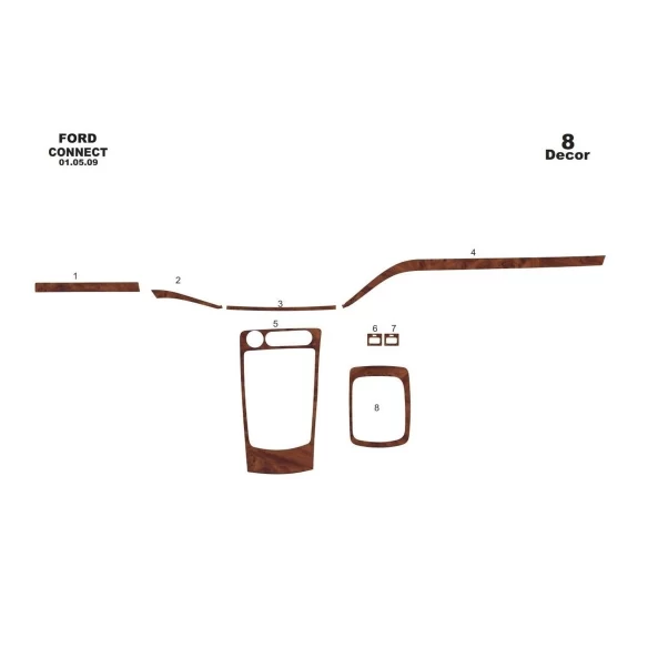 Ford Connect 05.09-01.14 3D Interior Dashboard Trim Kit Dash Trim Dekor 8-Parts