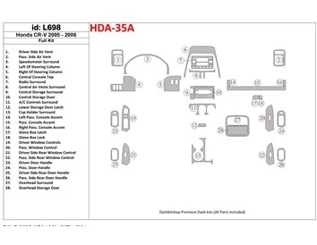Honda CR-V 2005-2006 Full Set Interior BD Dash Trim Kit - 1 - Interior Dash Trim Kit