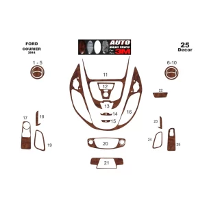 Ford Courier 01.2014 3D Interior Dashboard Trim Kit Dash Trim Dekor 29-Parts 2