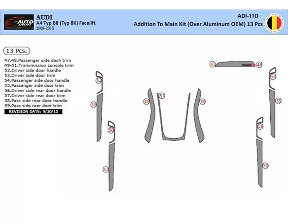 Audi A4 B8 Typ 8K 2009-2015 3D Interior Dashboard Trim Kit Dash Trim Dekor 13-Parts - 1 - Interior Dash Trim Kit