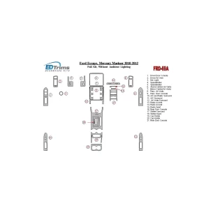 Ford Escape 2010-2012 Full Set Without lighting Ambient lighting Interior BD Dash Trim Kit