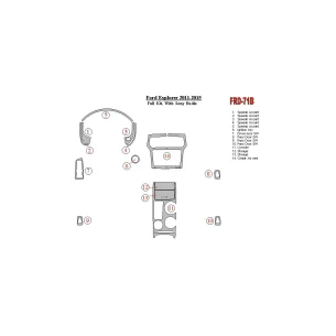 Ford Explorer 2011-UP Full Set, With Sony Radio Interior BD Dash Trim Kit