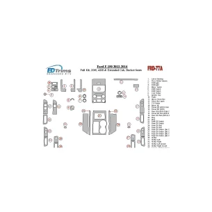 Ford F-150 2013-UP Full Set, Separated driver seats Interior BD Dash Trim Kit