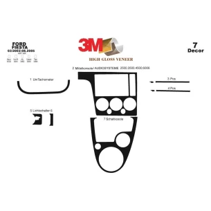 Ford Fiesta 03.02-08.05 3D Interior Dashboard Trim Kit Dash Trim Dekor 7-Parts 2