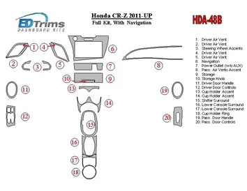Honda CR-Z 2011-UP Full Set With NAVI Interior BD Dash Trim Kit