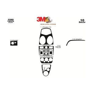 Ford Fiesta 09.05-09.10 3D Interior Dashboard Trim Kit Dash Trim Dekor 10-Parts 2
