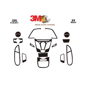 Ford Fiesta 10.2010 3D Interior Dashboard Trim Kit Dash Trim Dekor 22-Parts 2