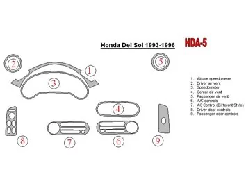 Honda DelSol 1993-1996 Full Set Interior BD Dash Trim Kit - 1 - Interior Dash Trim Kit